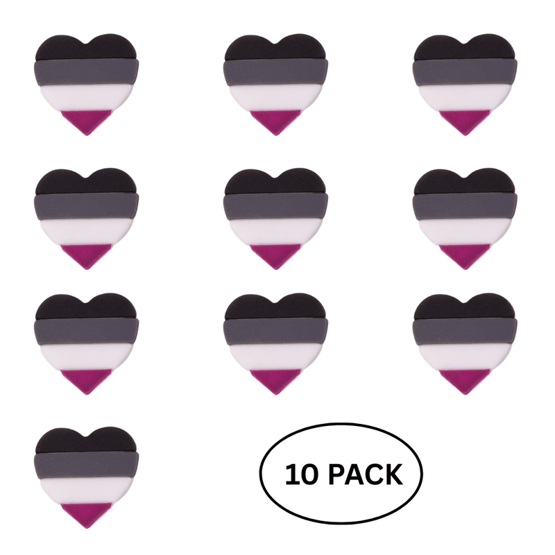 10 Pack Asexual Flag Heart Silicone Pins - The Awareness Company