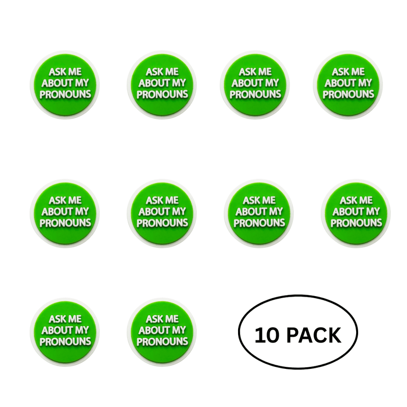 10 Pack Ask Me My Pronoun Silicone Pins - The Awareness Company