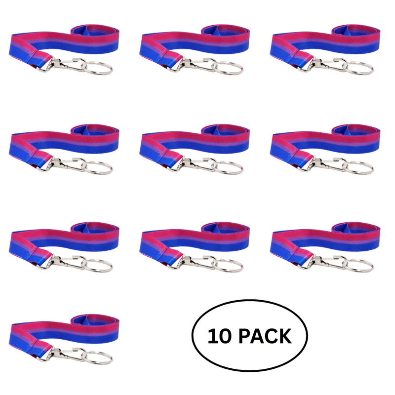10 Pack Bisexual Flag Lanyards - The Awareness Company