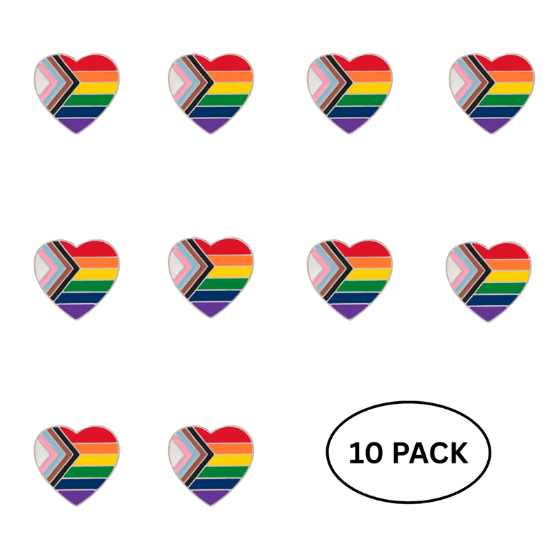10 Pack Daniel Quasar Flag Heart Pins - The Awareness Company