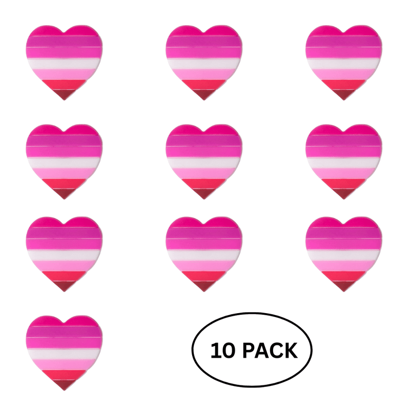10 Pack Lesbian Flag Heart Silicone Pins - The Awareness Company