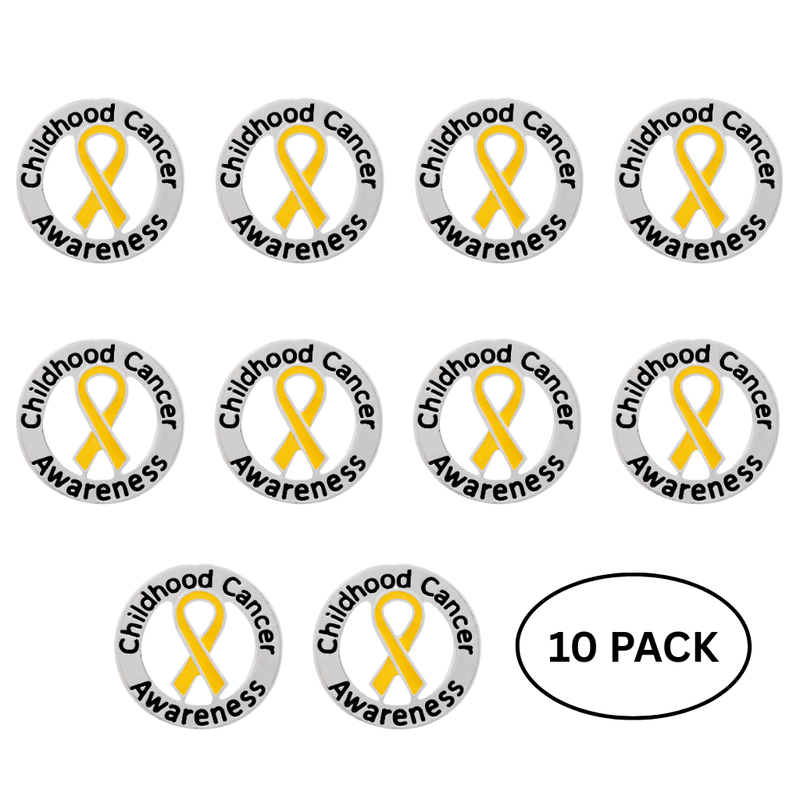 10 Pack of Childhood Cancer Awareness Ribbon Pins - The Awareness Company