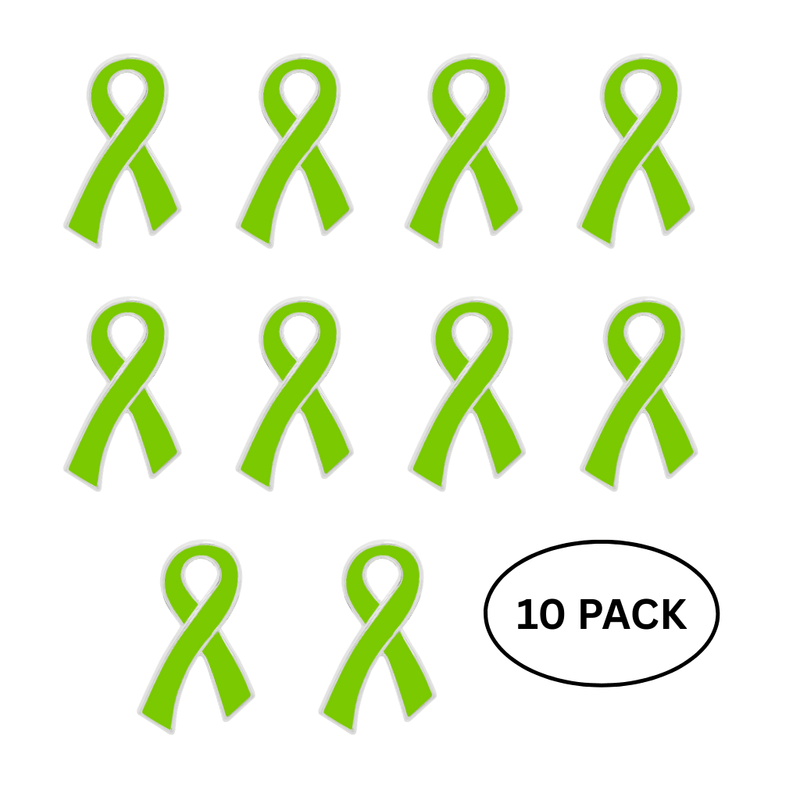 10 Pack of Lime Green Ribbon Pins - The Awareness Company