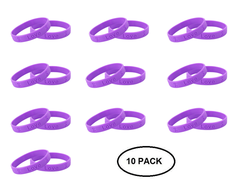 10 Pack Purple Silicone Bracelets - The Awareness Company