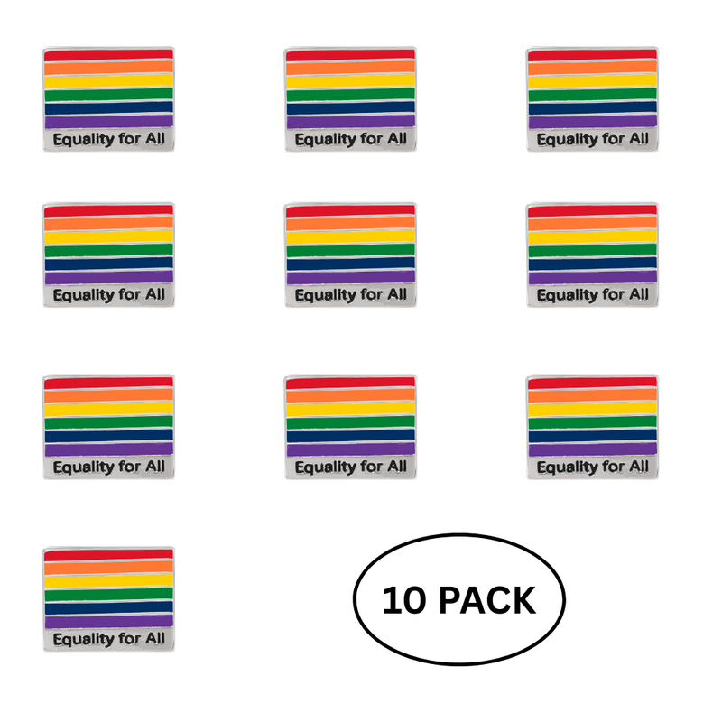 10 Pack Quality For All Rainbow Flag Pins - The Awareness Company