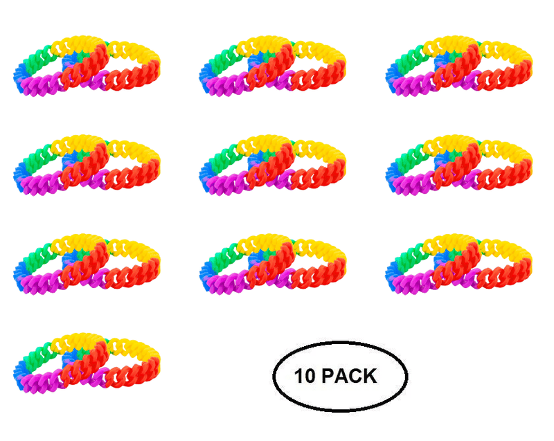 10 Pack Rainbow Chain Link Silicone Bracelets - The Awareness Company