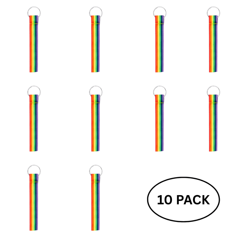 10 Pack Rainbow Flag Lanyard Style Keychains - The Awareness Company