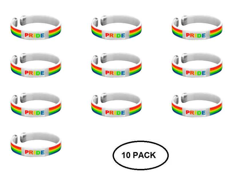 10 Pack Rainbow PRIDE Bangle Bracelets - The Awareness Company