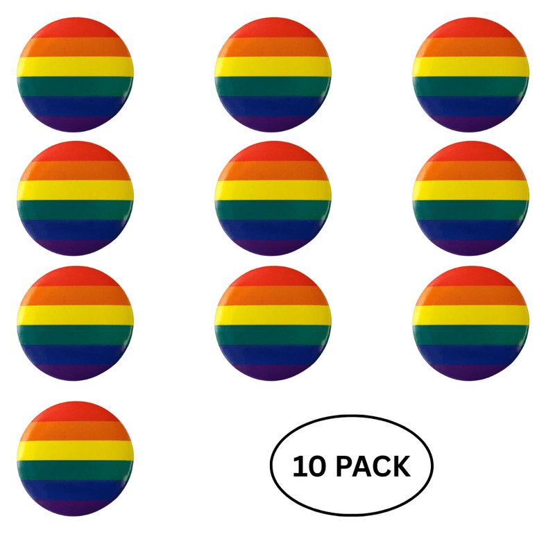 10 Pack Rainbow Striped Button Pins - The Awareness Company