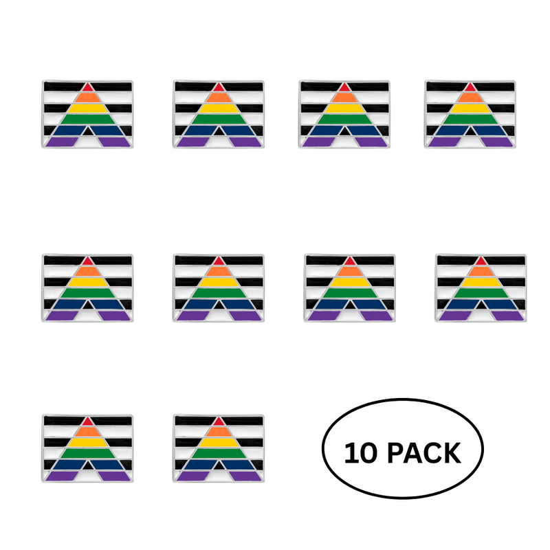 10 Pack Rectangle Straight Ally Flag Pins - The Awareness Company