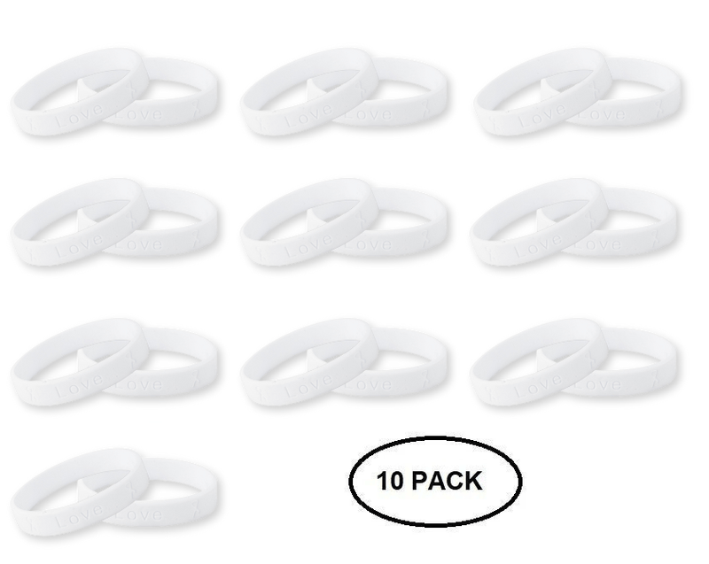 10 Pack White Silicone Bracelets - The Awareness Company