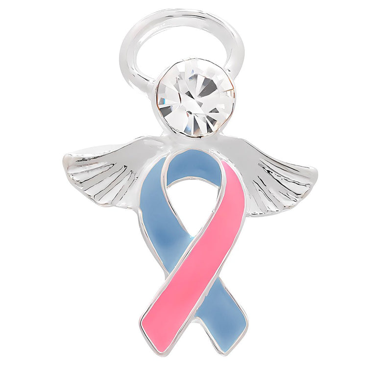 Angel Pink & Blue Ribbon Pins - The Awareness Company