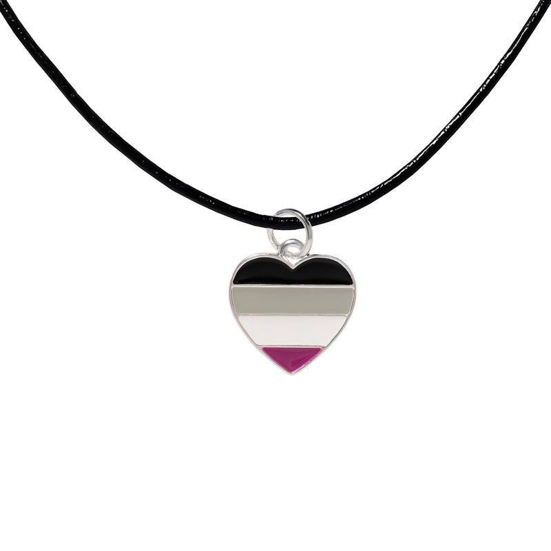 Asexual Heart Flag Black Cord Necklaces - The Awareness Company