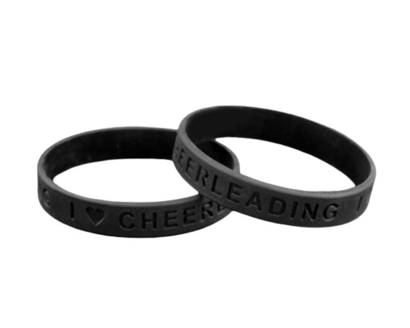 Black I Love Cheerleading Silicone Bracelets - The Awareness Company