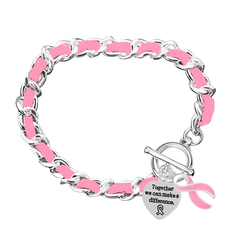 Breast Cancer Awareness Pink Ribbon Leather Rope Bracelets - The Awareness Company