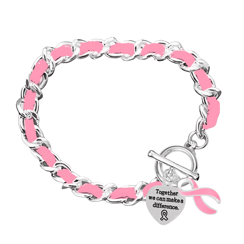 Breast Cancer Awareness Pink Ribbon Leather Rope Bracelets - The Awareness Company