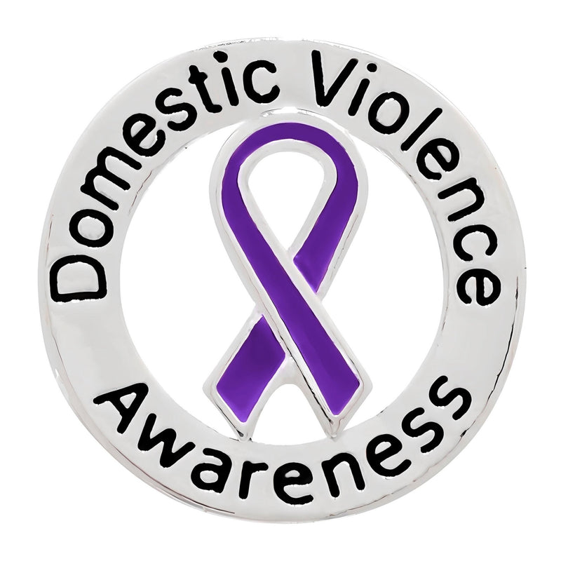 Circle Domestic Violence Awareness Ribbon Pins - The Awareness Company