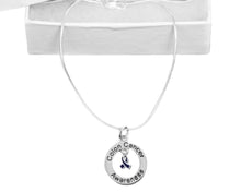 Load image into Gallery viewer, Colon Cancer Awareness Dark Blue Ribbon Necklaces - The Awareness Company