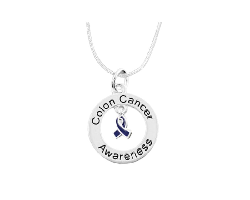 Colon Cancer Awareness Dark Blue Ribbon Necklaces - The Awareness Company