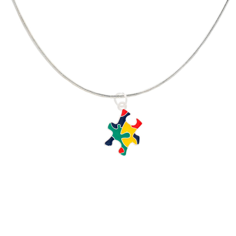 Colored Puzzle Piece Autism Awareness Necklaces - The Awareness Company