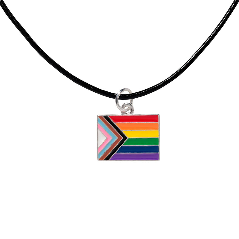 Daniel Quasar Flag Charm on Black Cord Necklaces - The Awareness Company