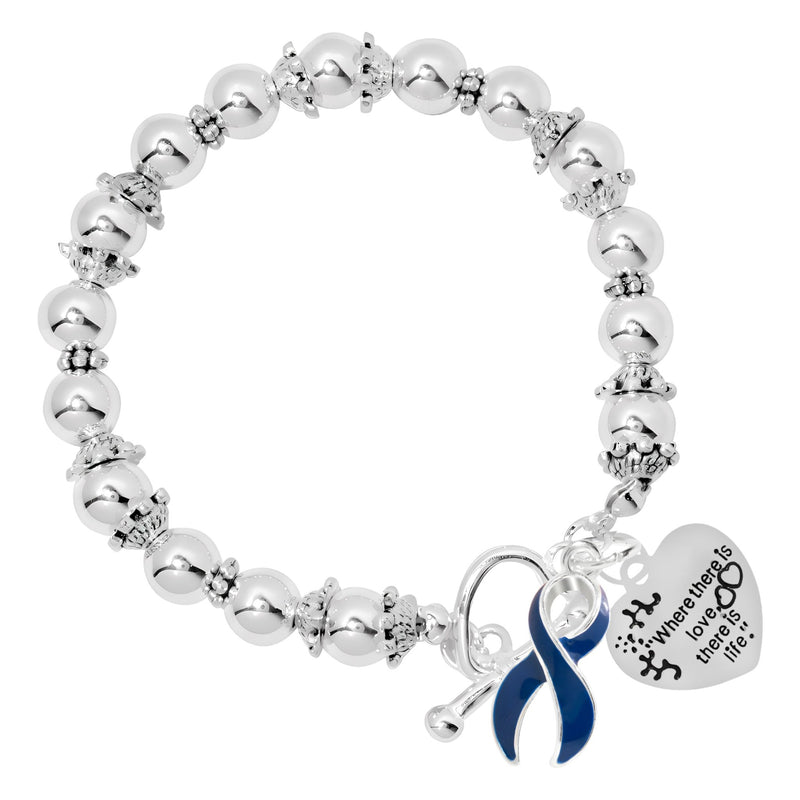 Dark Blue Ribbon Where There Is Love Bracelets - The Awareness Company