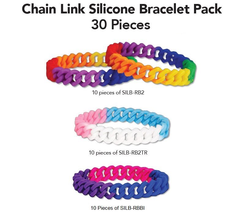 Gay Pride Chain Link Bracelet Variety Bundle (30 Pieces) - The Awareness Company