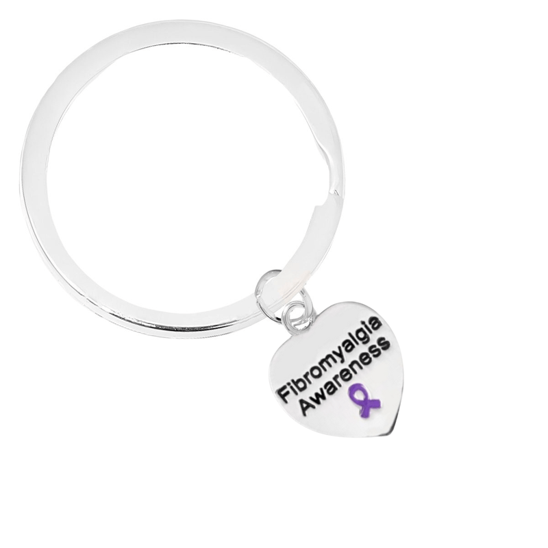 Heart Shaped Fibromyalgia Awareness Split Style Keychains - The Awareness Company