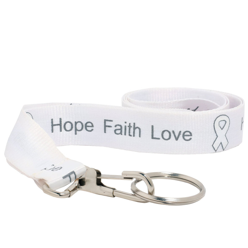 Hope White Ribbon Lanyards - The Awareness Company