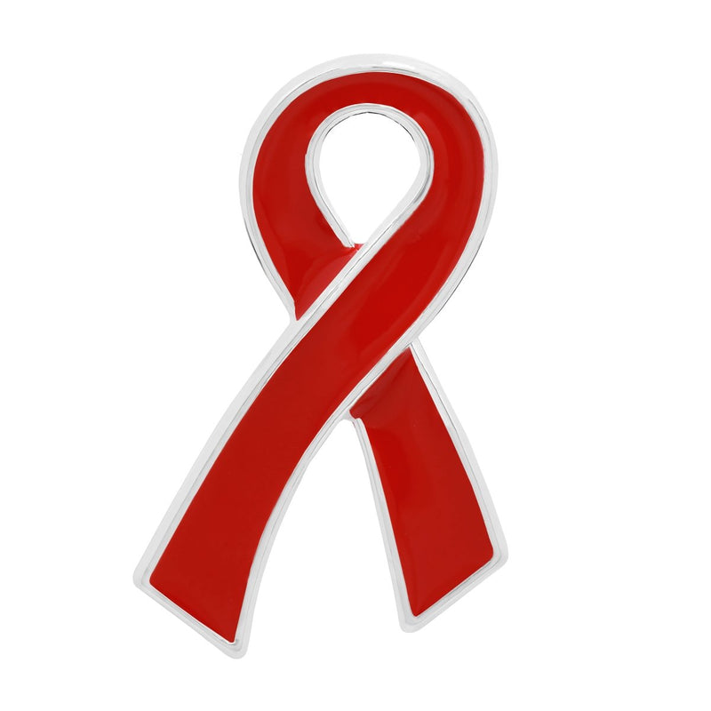 Large Flat Red Ribbon Pins - The Awareness Company
