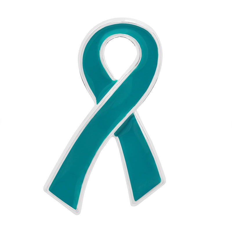 Large Flat Teal Ribbon Pins - The Awareness Company
