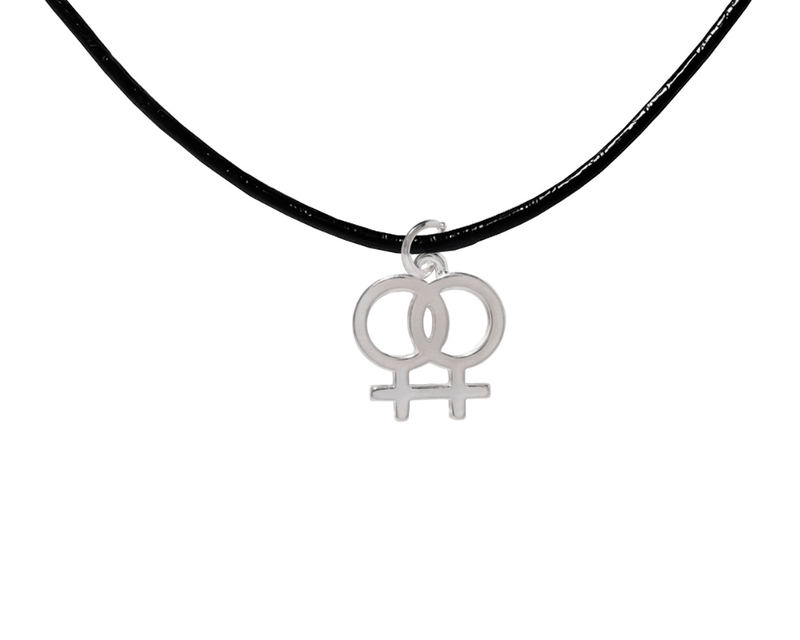 Lesbian Same Sex Female Symbol Black Cord Necklaces - The Awareness Company