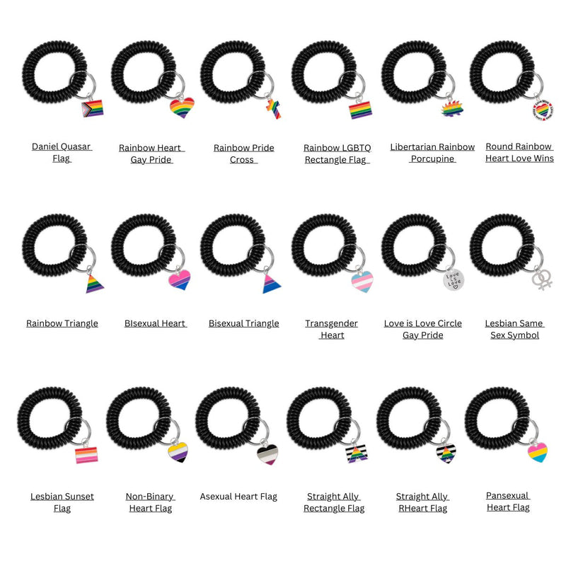 LGBTQ Gay Pride Elastic Keychain Bracelets (Pick Your Charm) - The Awareness Company