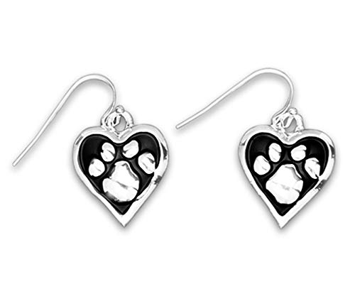 Paw Print Heart Earrings - The Awareness Company
