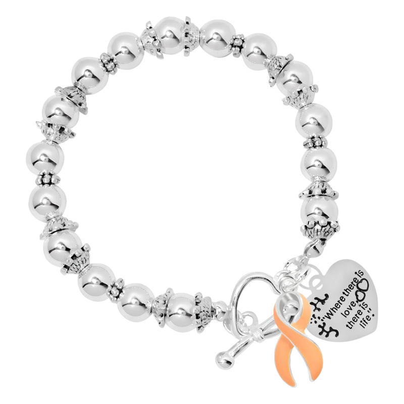 Peach Ribbon Where There is Love Bracelets - The Awareness Company