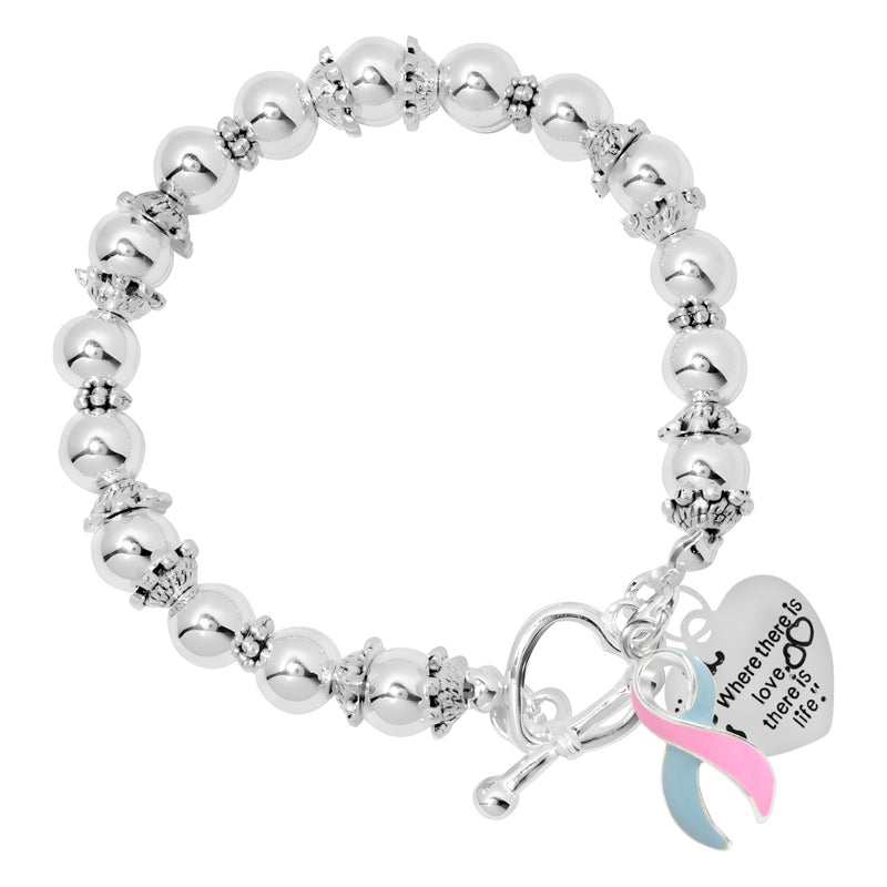 Pink & Blue Ribbon Where There is Love Bracelets - The Awareness Company