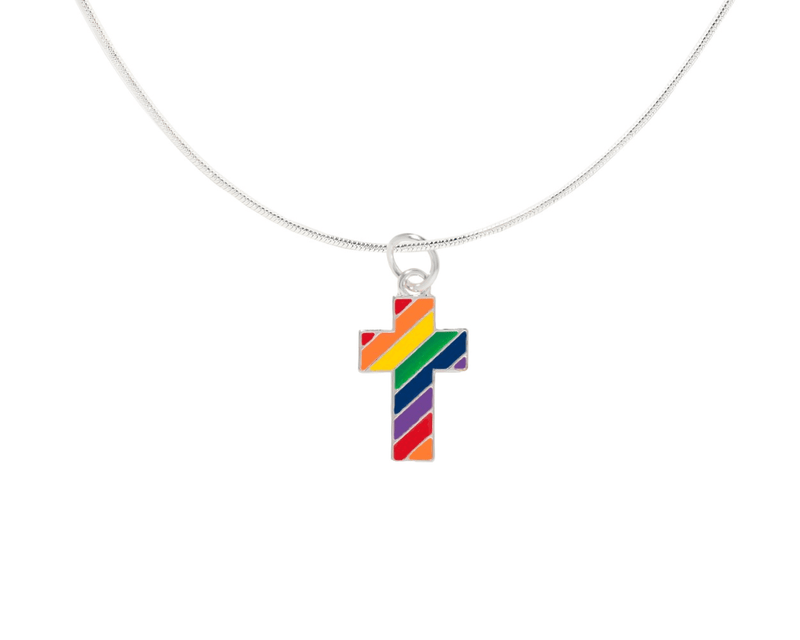 Rainbow Flag Cross Necklaces - The Awareness Company