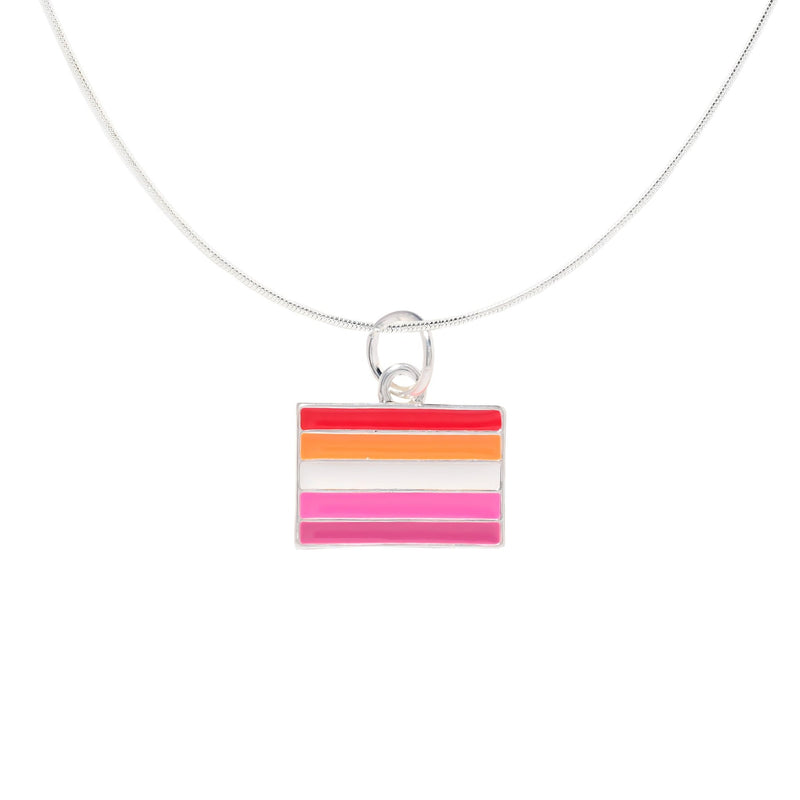 Rectangle Sunset Lesbian Flag Necklaces - The Awareness Company