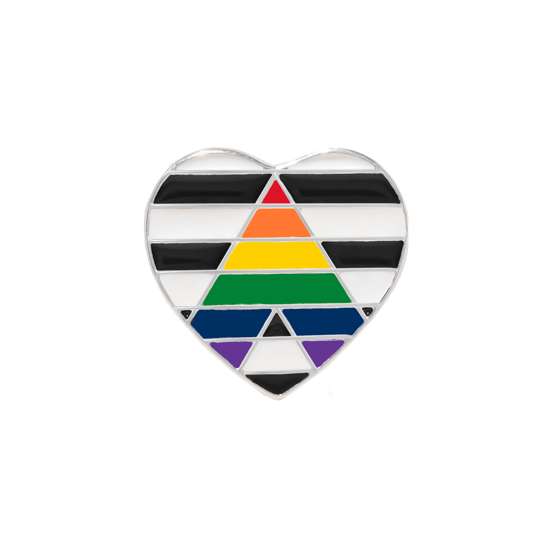 Straight Ally Flag Heart Shaped Pins - The Awareness Company