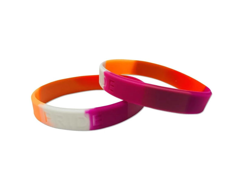 Sunset Lesbian Flag Silicone Bracelets - The Awareness Company