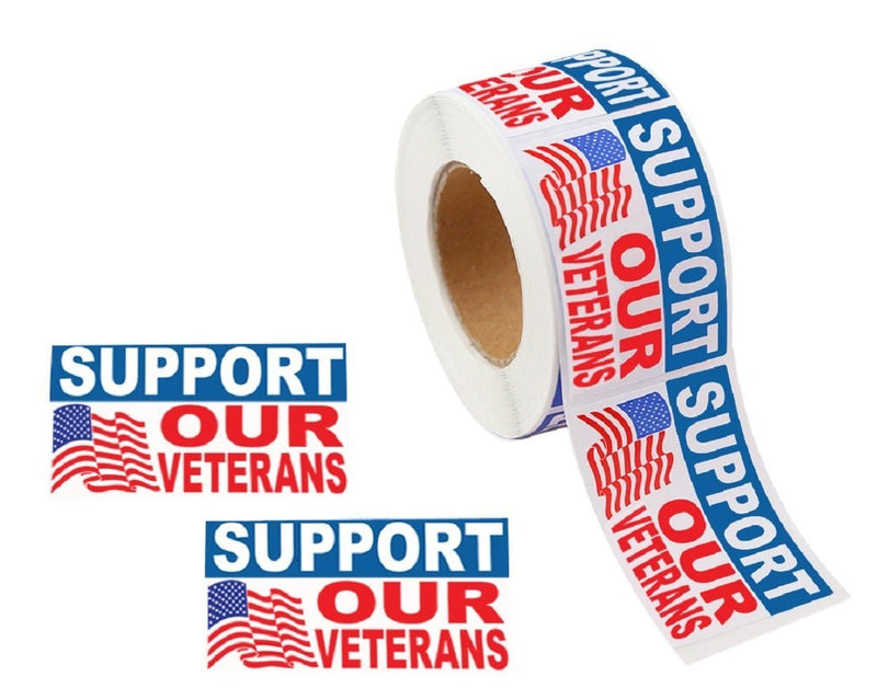 Support Our Veterans American Flag Stickers (250 per Roll) - The Awareness Company