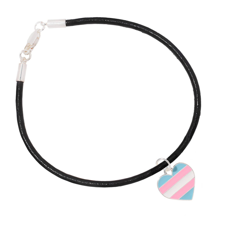 Transgender Heart Flag Black Cord Bracelets - The Awareness Company
