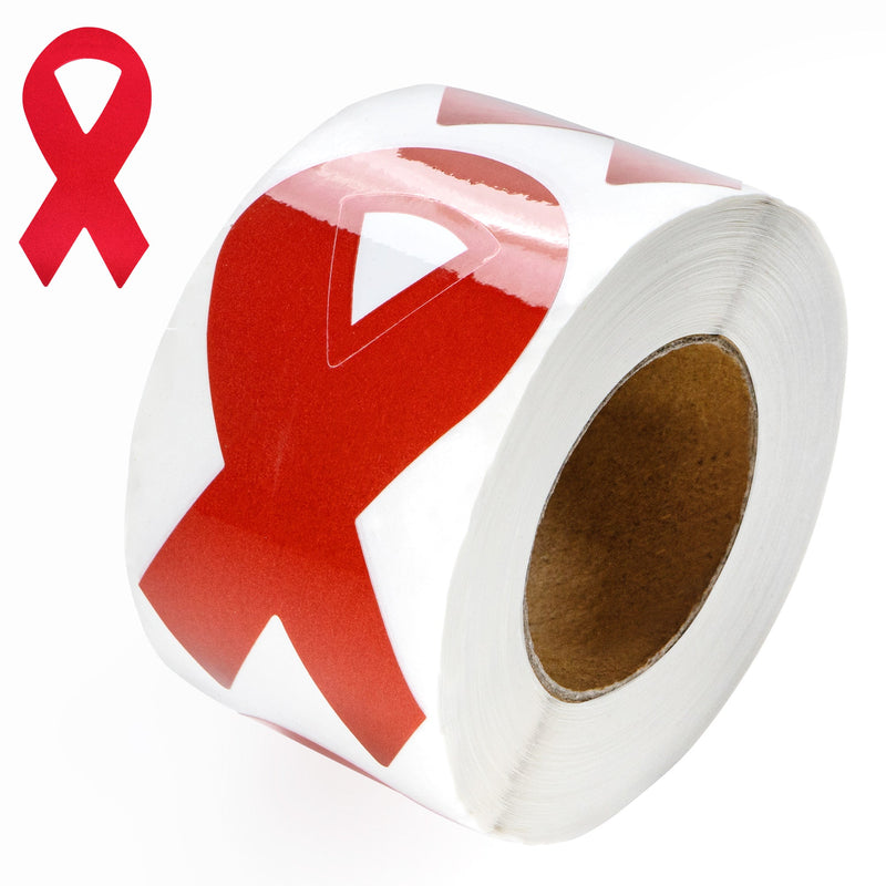 250 Large Red Ribbon Stickers (250 per Roll) - The Awareness Company