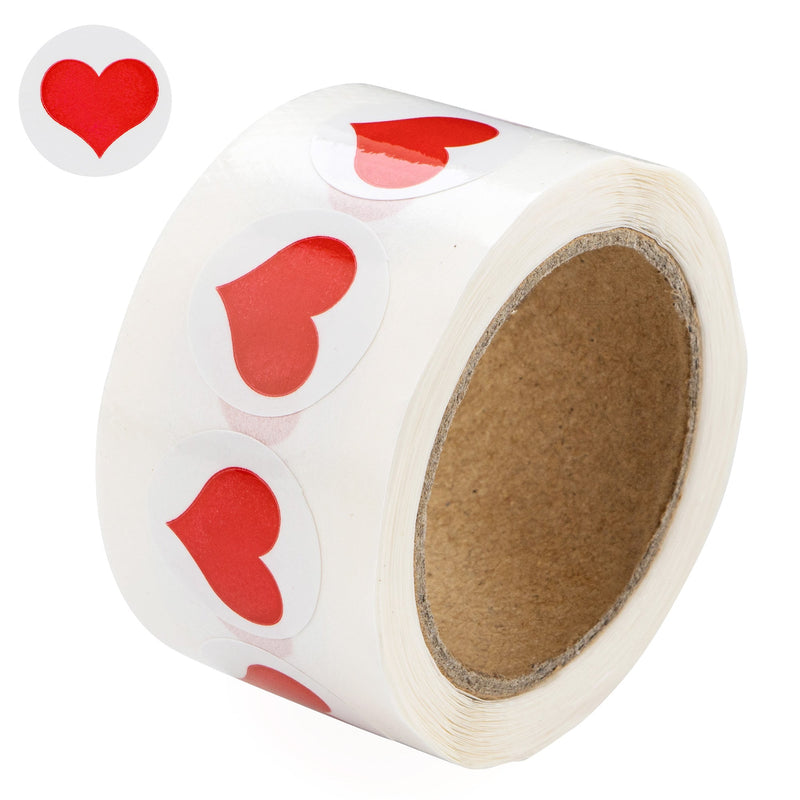 250 Small 3/4 Inch Round Red Heart Stickers (250 per Roll) - The Awareness Company