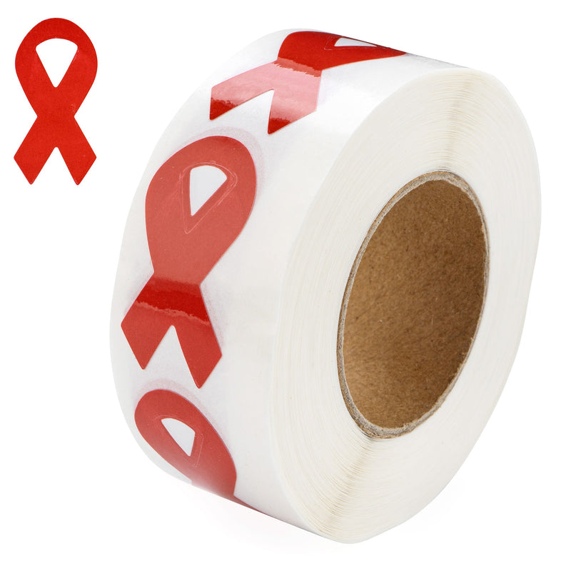 250 Small Red Ribbon Stickers (250 per Roll) - The Awareness Company