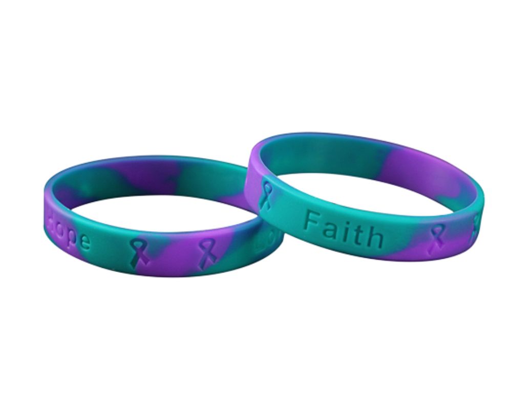 Teal And Purple Silicone Bracelets For Suicide Sexual Assault The Awareness Company 5614