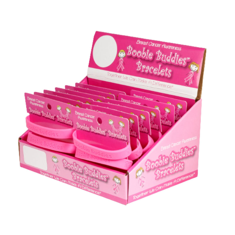 Breast Cancer Boobie Buddie Bracelet Counter Display (12 Cards) - The Awareness Company