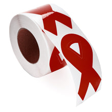 Load image into Gallery viewer, Burgundy Ribbon Stickers (250 per Roll) - The Awareness Company