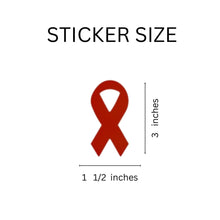 Load image into Gallery viewer, Burgundy Ribbon Stickers (250 per Roll) - The Awareness Company