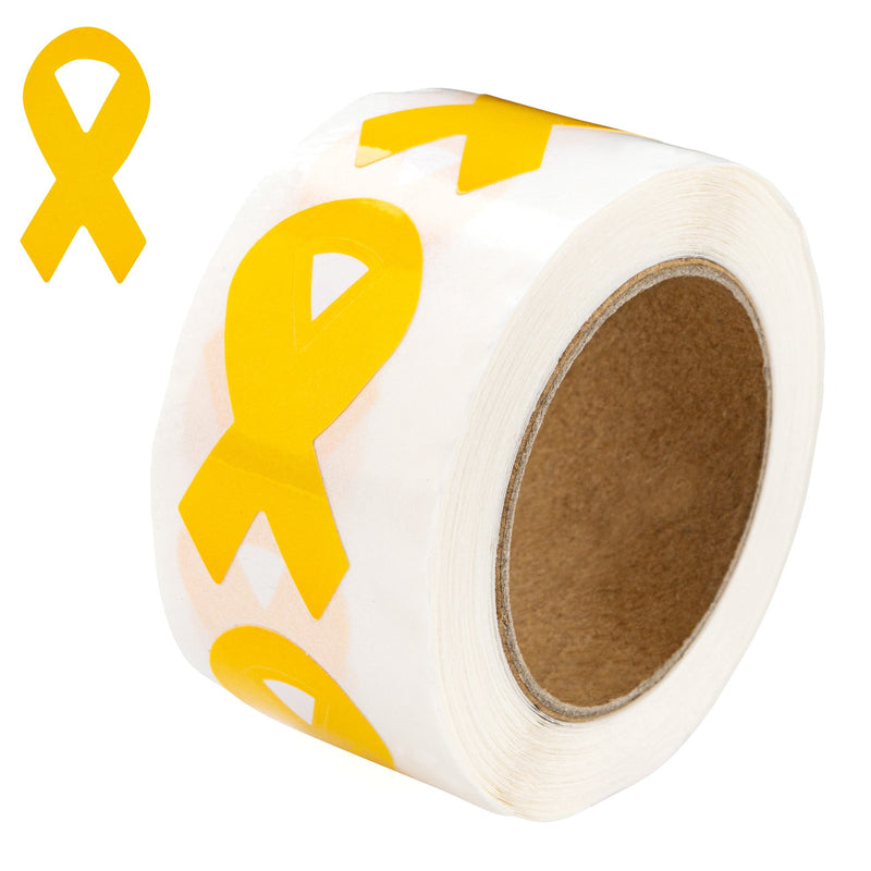 Large Gold Ribbon Stickers (250 per Roll) - The Awareness Company